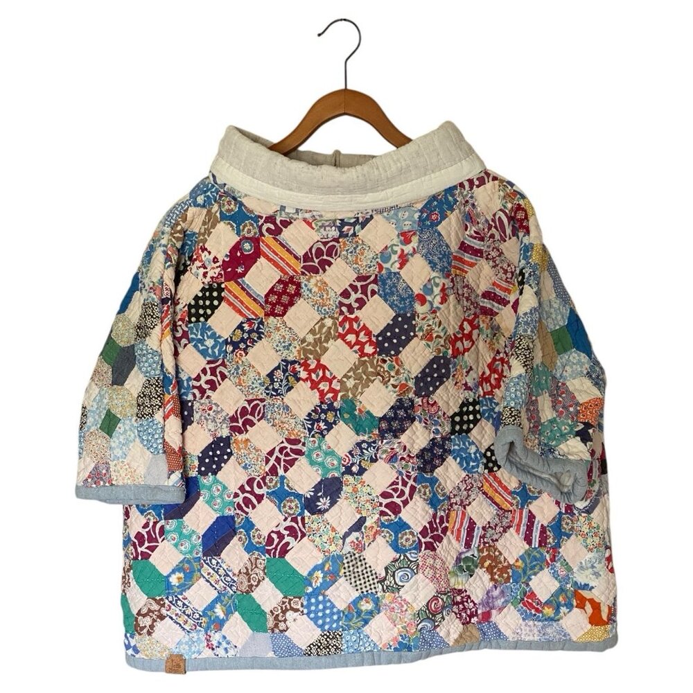 Jeff's Jen Upcycled Repurposed Quilt Pullover XL Handmade Multicolor